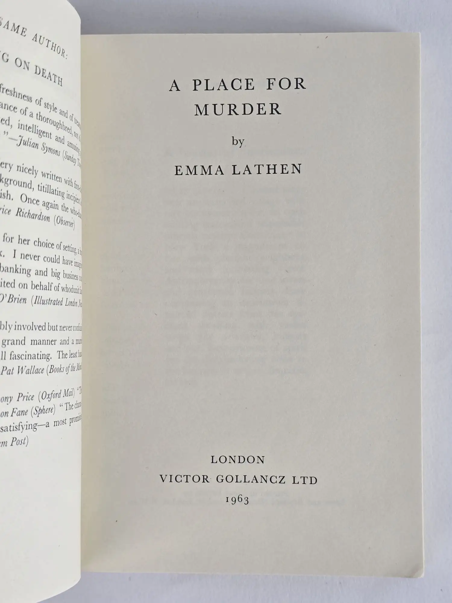 A PLACE FOR MURDER